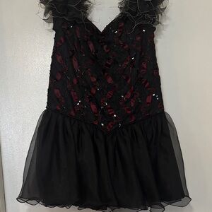Black and Burgundy lace and sequined Gothic/Vintage look   Dress